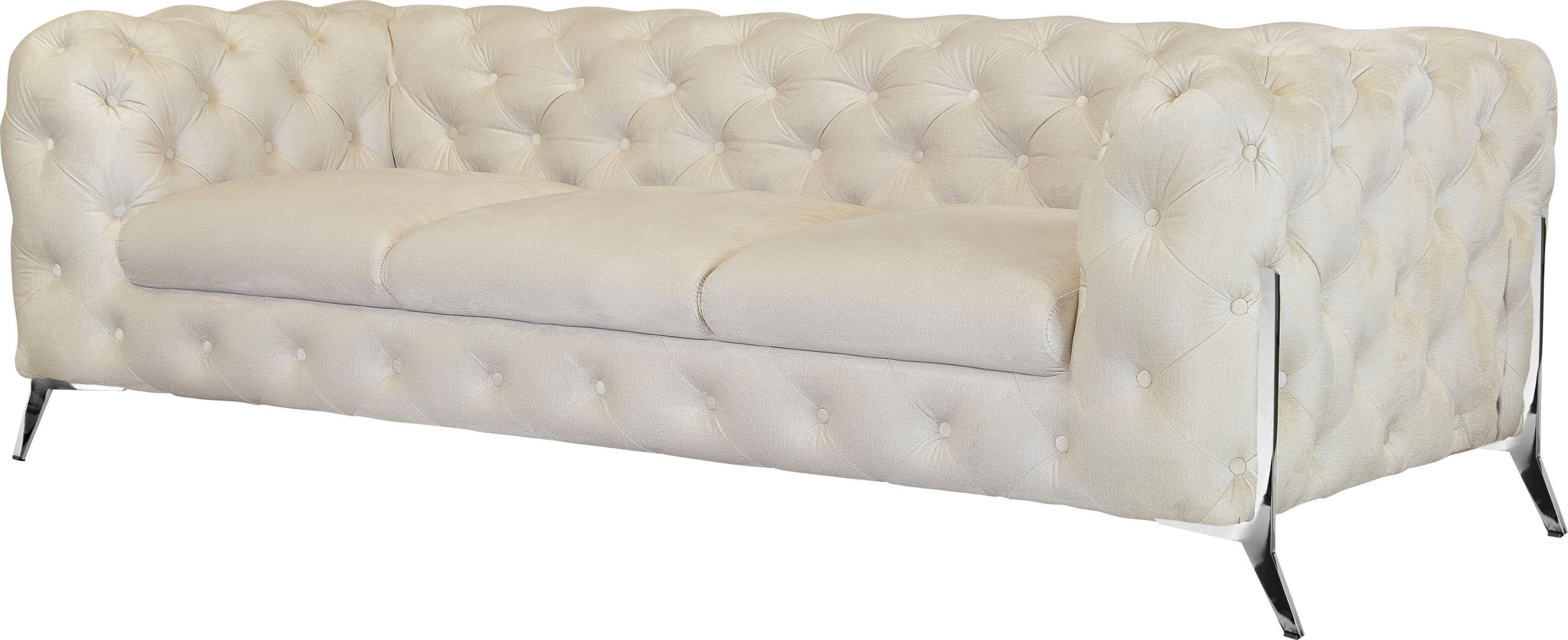 Chesterfield-Sofa Amaury Beige Samtoptik