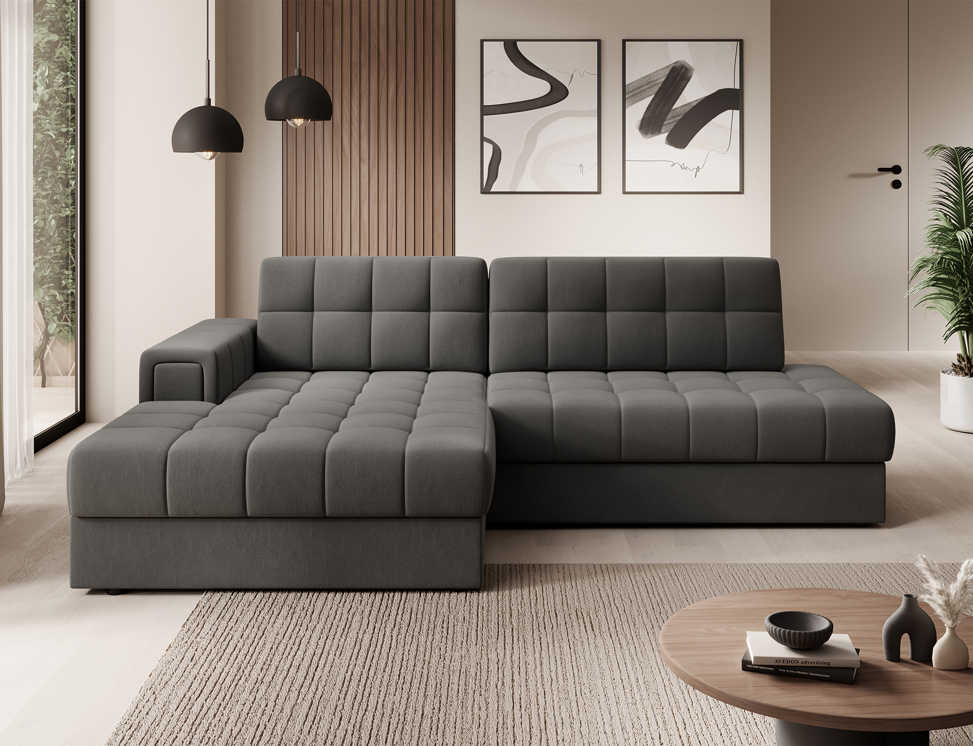 Ecksofa Blazer, Plüsch, Schlaffunktion, mit Bettkasten
