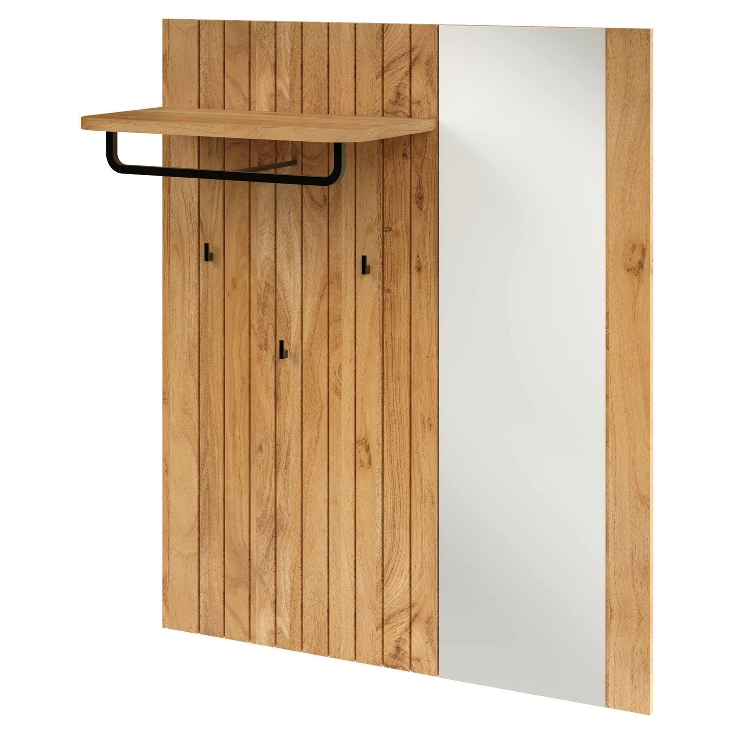 Bild 1 Garderobenpaneel Spiegel Ablage Holz