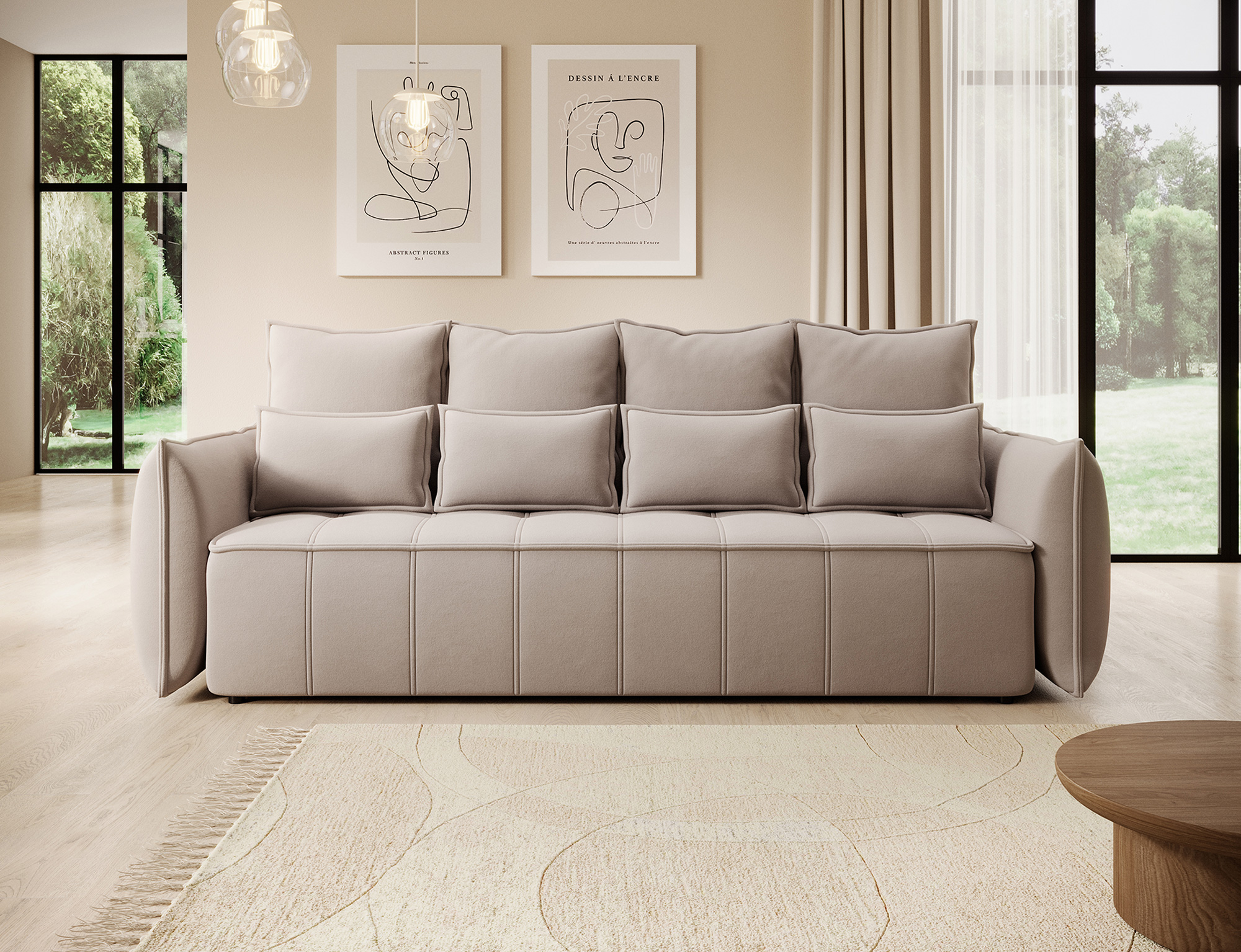 Sofa Wilson, 3-Sitzer, Plüsch, mit Schlaffunktion