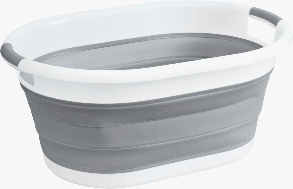 Bild 1 Wäschekorb weiß-grau, zusammenfaltbar, robust