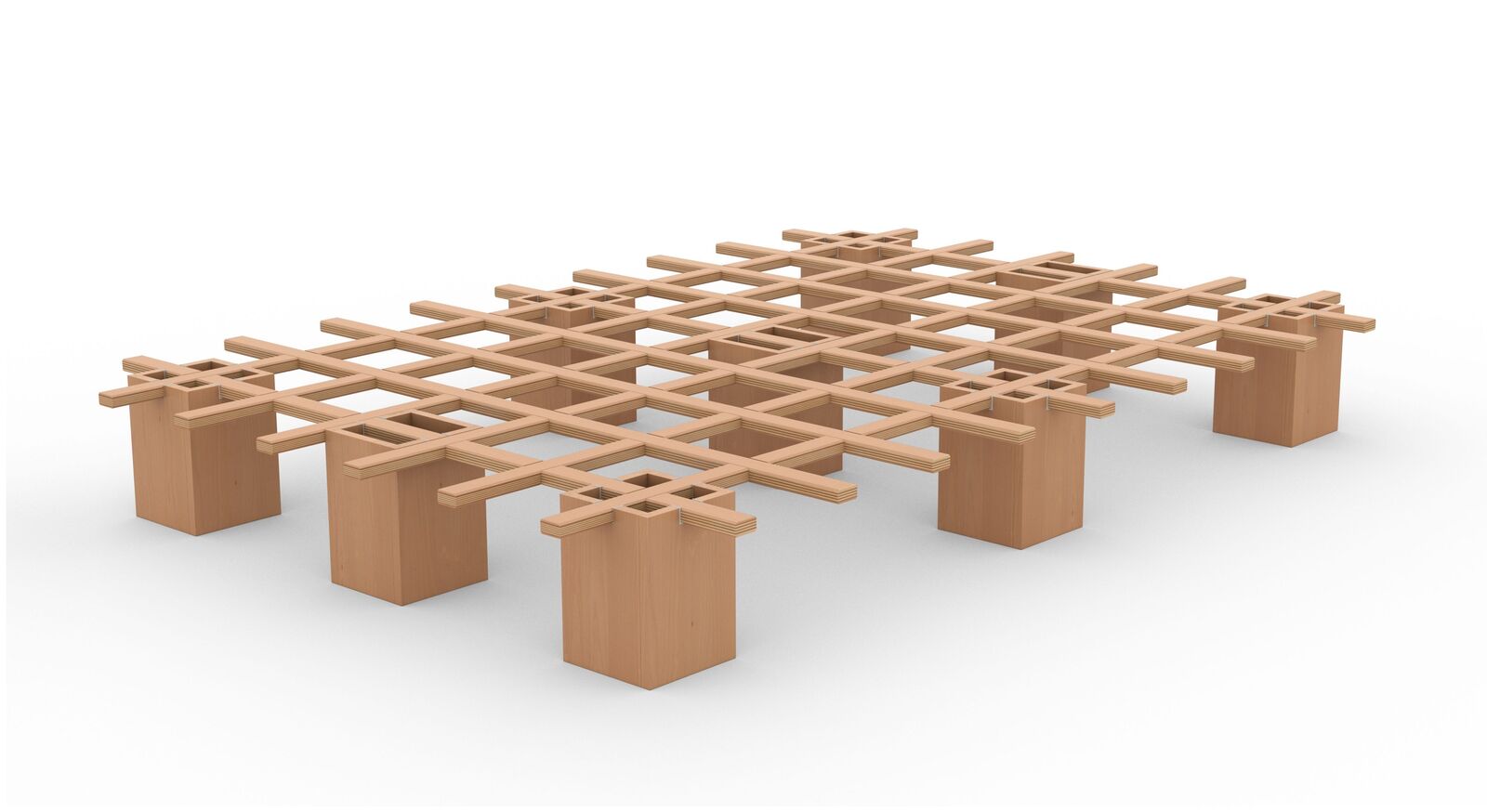 Bettsystem, 136x196 cm, metallfreie Steckkonstruktion, Buche Multiplex Bettsystem, 136x196 cm, metallfreie Steckkonstruktion, Buche Multiplex