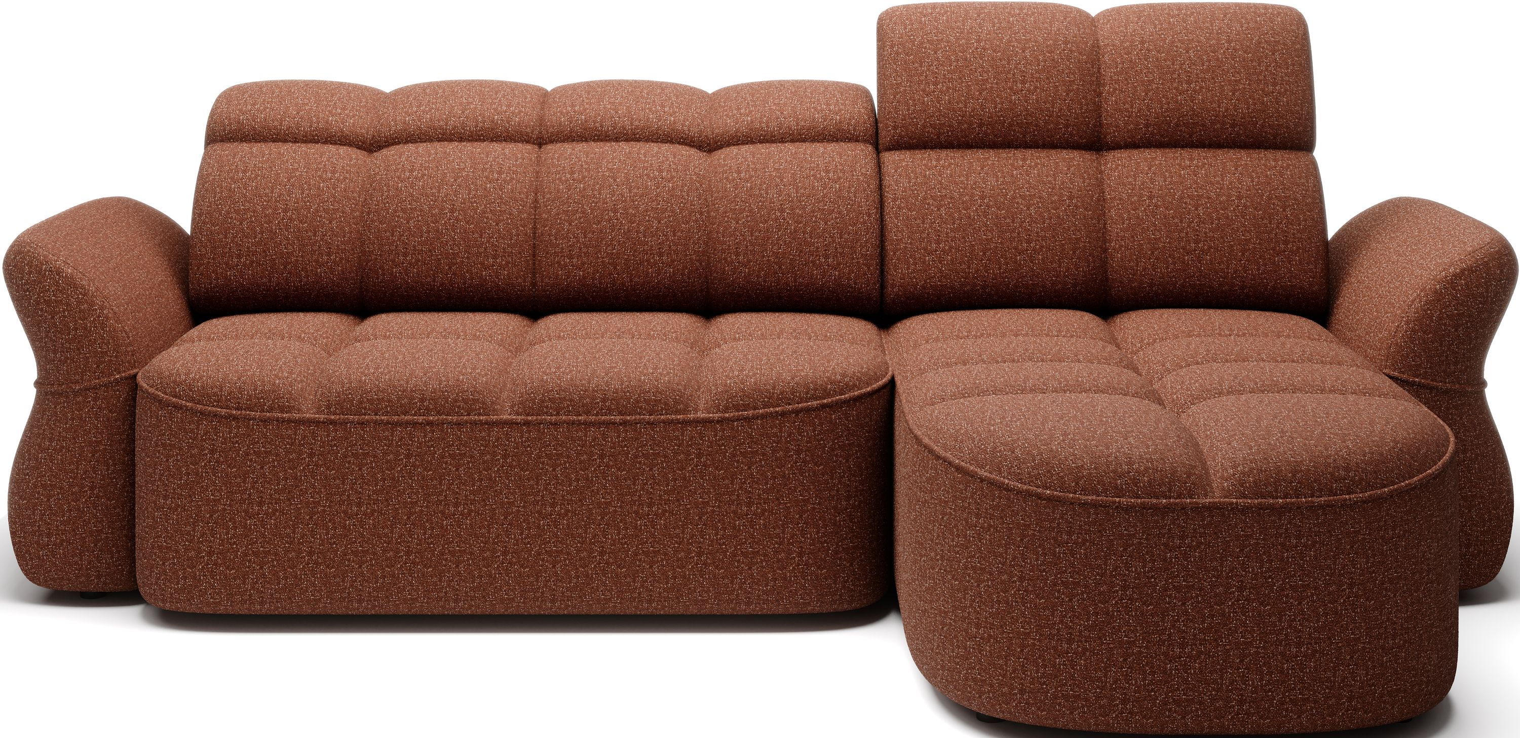 Ecksofa Benny, Bouclé-Plüsch, elektrisch, mit Bettkasten