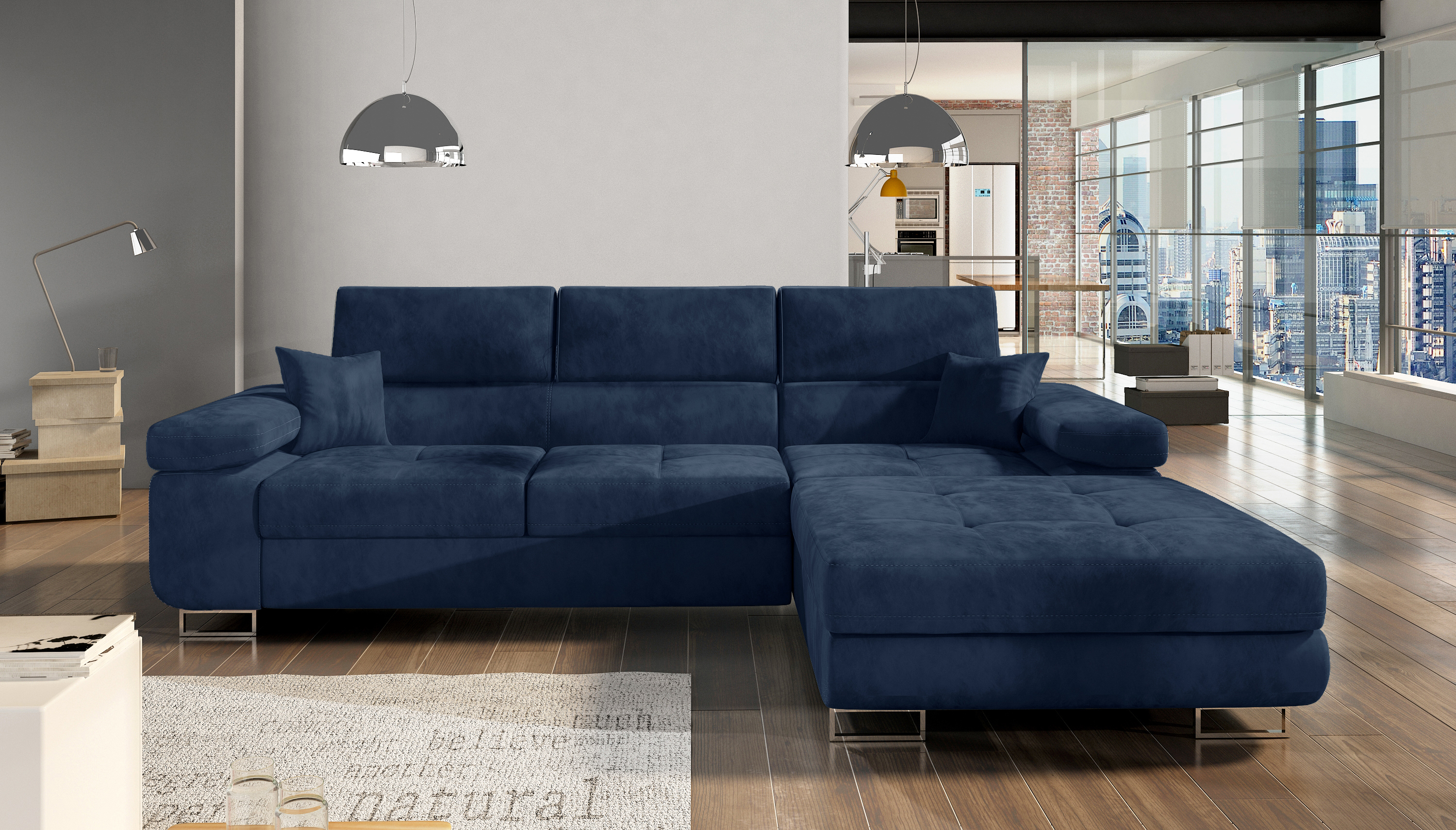 Ecksofa Amanda, Velours, Schlaffunktion, Farb-/Seitenwahl Ecksofa Amanda, Velours, Schlaffunktion, Farb-/Seitenwahl