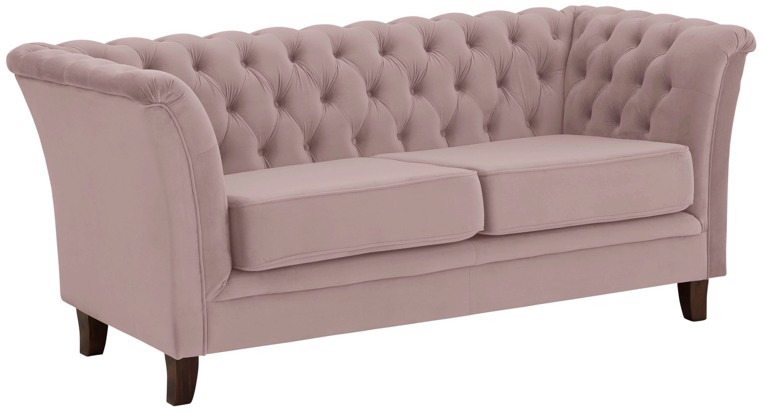 2-Sitzer Chesterfield Sofa in altrosa Samtoptik