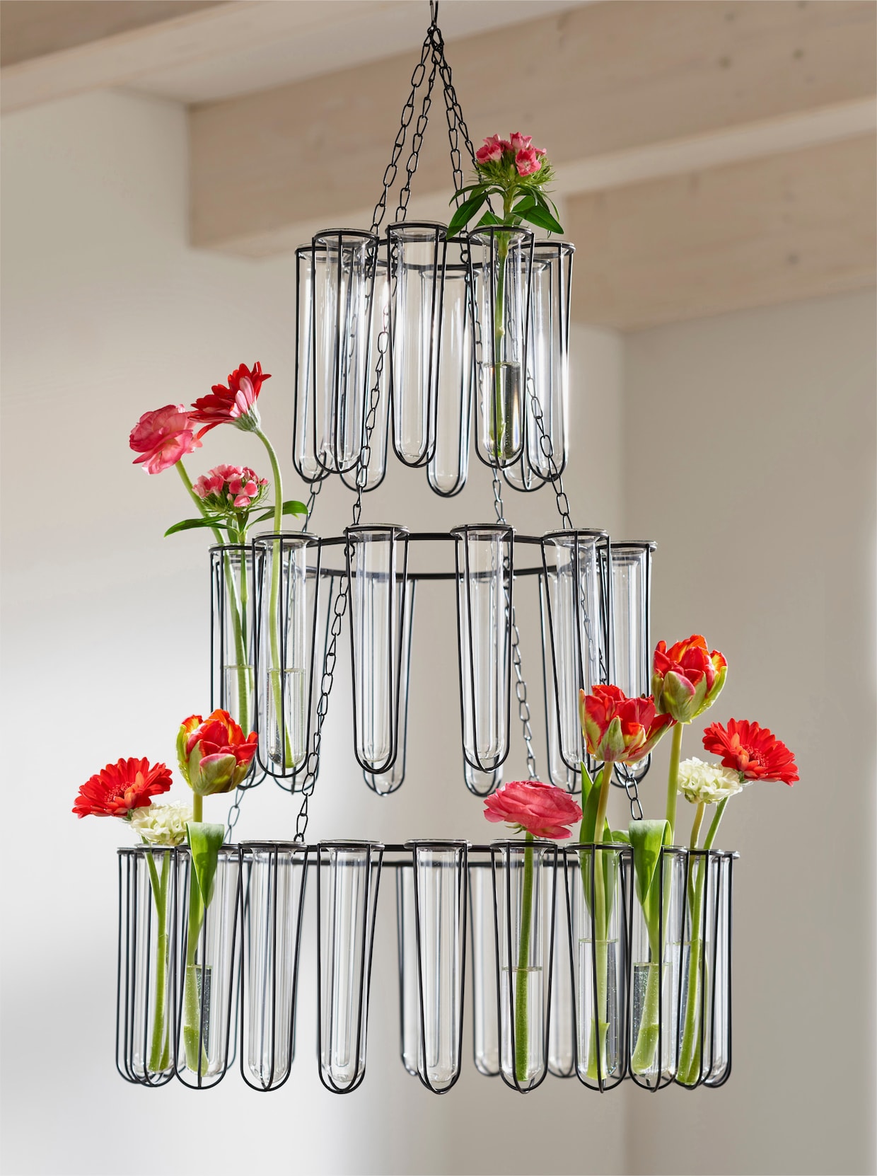 Blumenampel mit Glaskolben, schwarz, Ø 80 cm