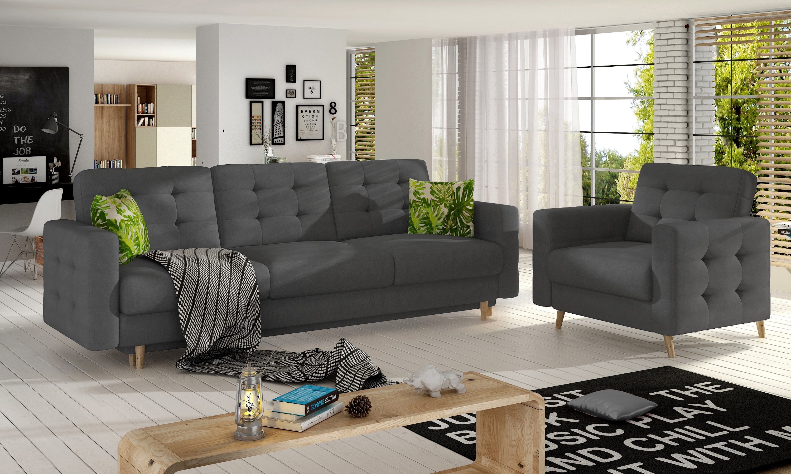 3-Sitzer-Sofa Thor  inkl. Sessel und Schlaffunktion