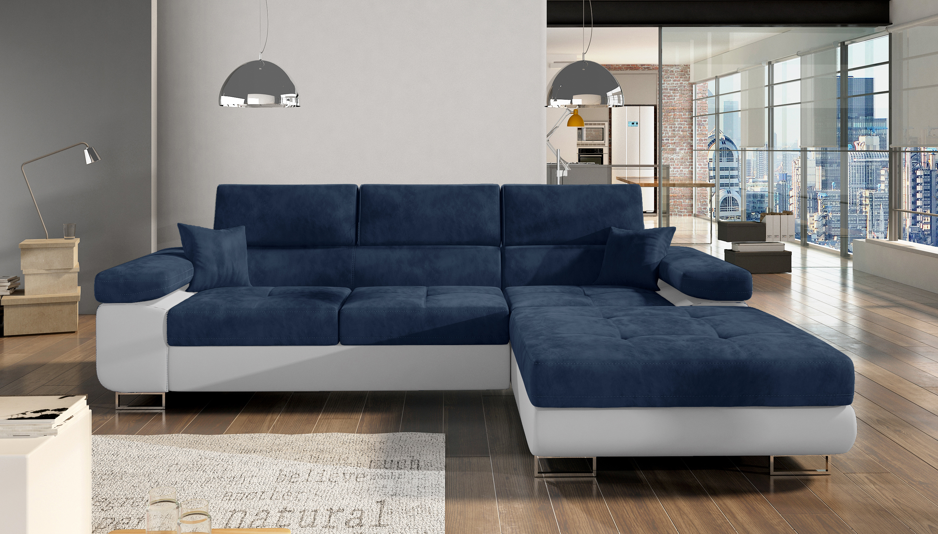 Ecksofa Amanda, Velours/Kunstleder, Schlaffunktion, Bettkasten Ecksofa Amanda, Velours/Kunstleder, Schlaffunktion, Bettkasten