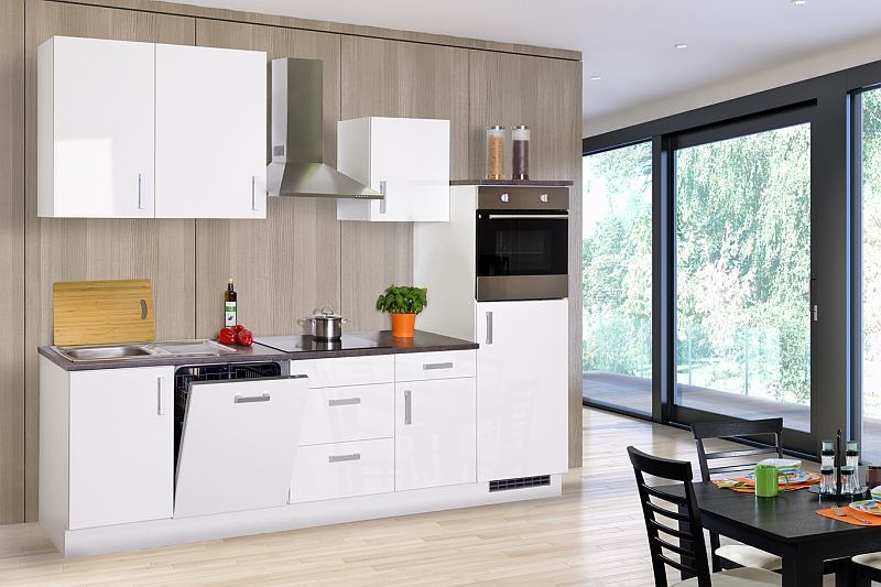 Küchenzeile Aleman 280 cm in Weiß Hochglanz Küchenzeile Aleman 280 cm in Weiß Hochglanz