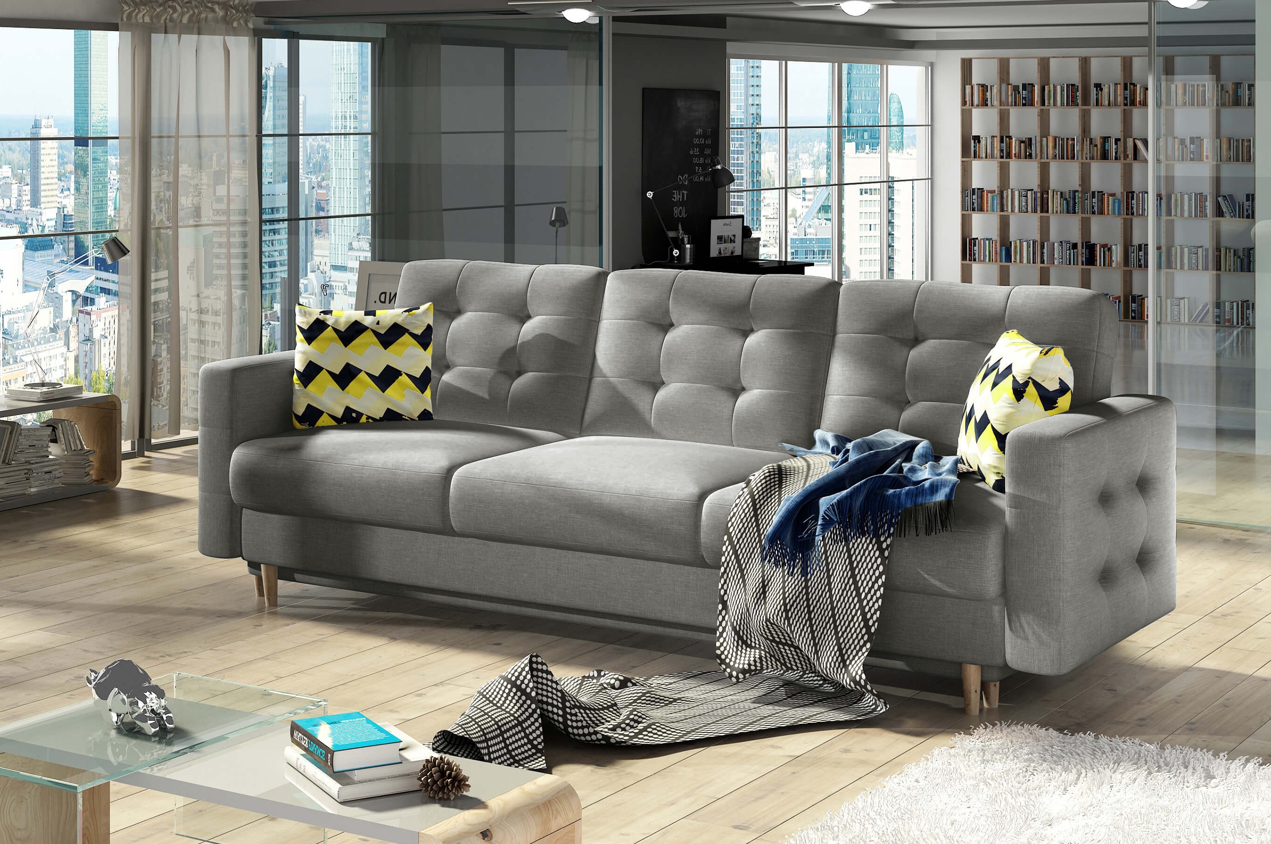 3-Sitzer Sofa Thor, Webstoff, Schlaffunktion, Bettkasten