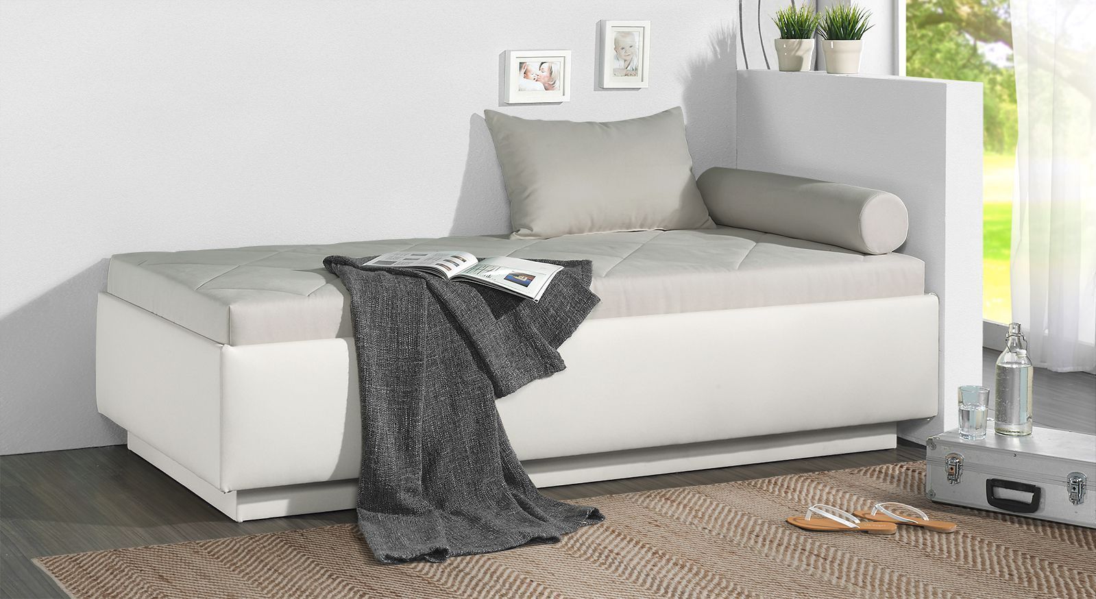 Relaxliege 120x200 cm weiß Kunstleder Relaxliege 120x200 cm weiß Kunstleder