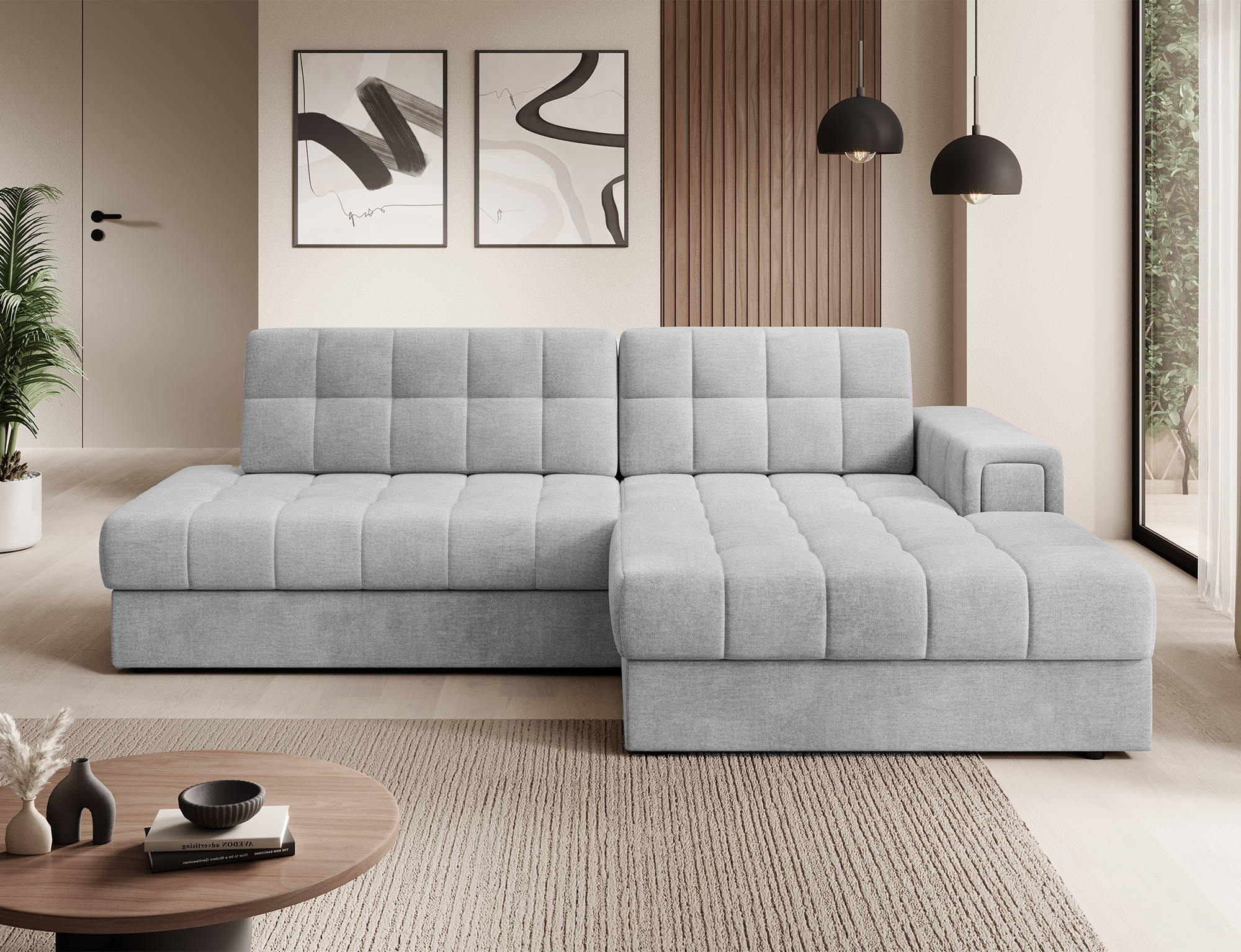Ecksofa Blazer, Samt, Schlaffunktion, mit Bettkasten