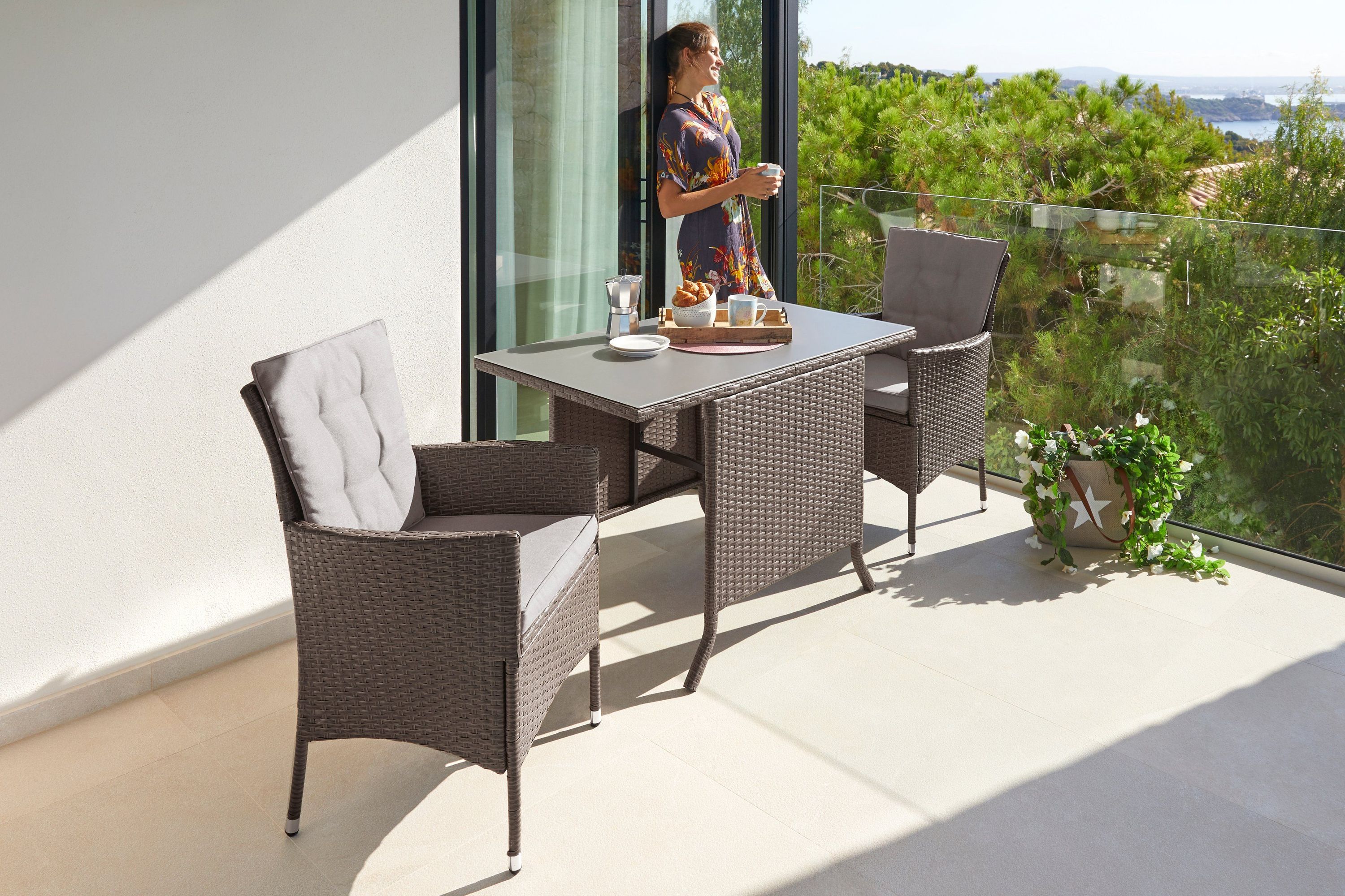 Garten-Essgruppe 7-tlg., Polyrattan, inkl. Auflagen Garten-Essgruppe 7-tlg., Polyrattan, inkl. Auflagen