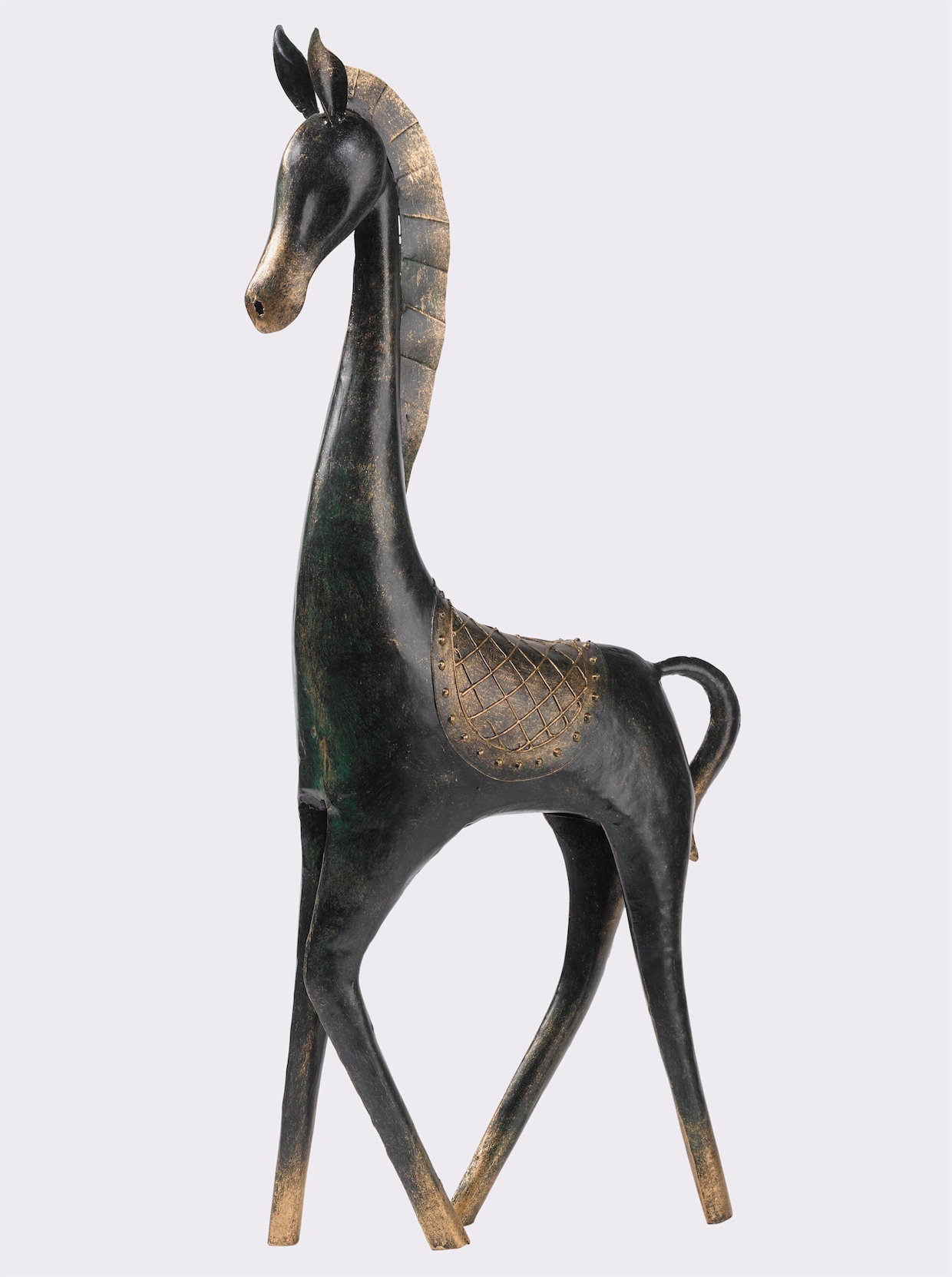 Bild 1 Deko-Figur Pferd grün-goldfarben aus Metall